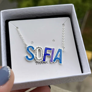 Custom Name Enamel Necklace Zirconia Stainless Steel Jewelry