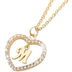 Name Initial Letters Necklace Ladies Heart A-Z Letter Name Pendant Necklace