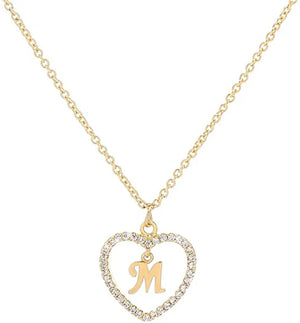 Name Initial Letters Necklace Ladies Heart A-Z Letter Name Pendant Necklace