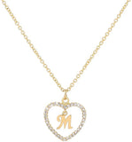 Name Initial Letters Necklace Ladies Heart A-Z Letter Name Pendant Necklace