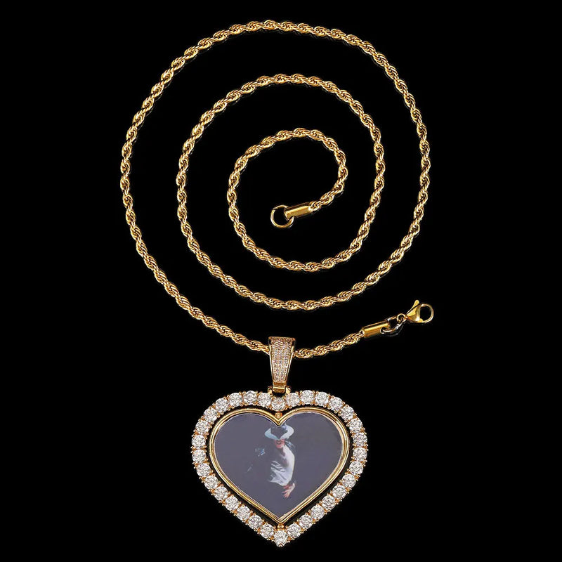 Personalized Heart Pendant Necklace with Zirconia