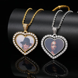 Personalized Heart Pendant Necklace with Zirconia