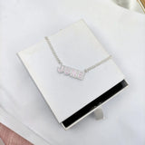 Rainbow Enamel Name Necklace Pave Outline Colorful Zirconia Jewelry