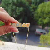 Rainbow Enamel Name Necklace Pave Outline Colorful Zirconia Jewelry