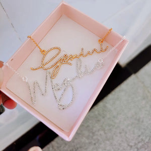 Crystal Initial Letters Name Pendant Necklace