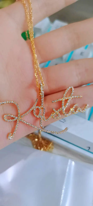 Crystal Initial Letters Name Pendant Necklace