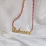 Custom Name Necklace with Tennis Chain for Women