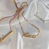 Custom Name Necklace with Tennis Chain for Women
