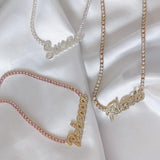 Custom Name Necklace with Tennis Chain for Women