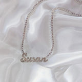 Custom Name Necklace with Tennis Chain for Women