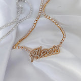 Custom Name Necklace with Tennis Chain for Women