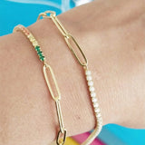 Single Letter Bracelet 1/2 Tennis Chain Papercilp Chain Zircon Plated Bracelet