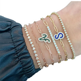 CZ Initial Letter Bracelet A-Z Capital Personalized Jewelry