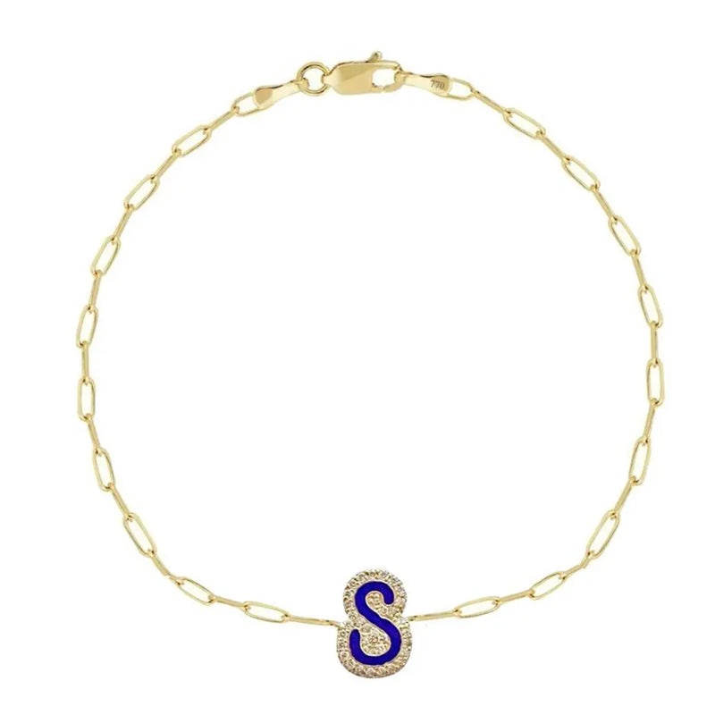 CZ Initial Letter Bracelet A-Z Capital Personalized Jewelry
