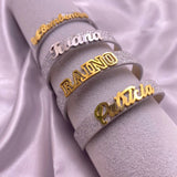 Stainless Steel Glitter Leather Bracelet DIY Alphabet Bangles Nameplate Pop