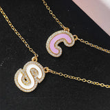 Custom Initial Letter Necklace with Zirconia A-Z Name Pendant