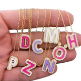 Custom Initial Letter Necklace with Zirconia A-Z Name Pendant