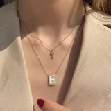 Custom Initial Letter Necklace with Zirconia A-Z Name Pendant