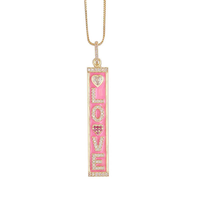 Enamel Letters Necklace Pave Zircon MAMA Love Letter Necklace