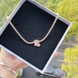 Enamel Script Initial Tennis Choker Letter With Zirconia Chain Necklace