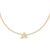 Enamel Script Initial Tennis Choker Letter With Zirconia Chain Necklace