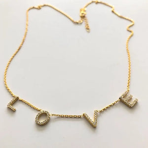 Crystal Name Necklace Personalized Choker Necklace Copper Pendant Necklace