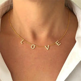 Crystal Name Necklace Personalized Choker Necklace Copper Pendant Necklace