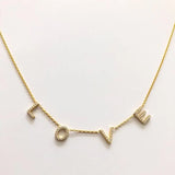 Crystal Name Necklace Personalized Choker Necklace Copper Pendant Necklace