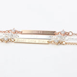 Personalized Crystal Women Bracelet with Engraved Name Bar for Christmas