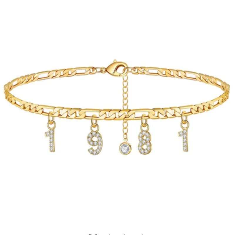 Birth Year Anklet Name Anklet Personalized Beach Foot Jewelry