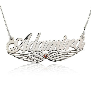 Personalized Name Necklace with Heart - Birthday Stone Zircon Stainless Steel