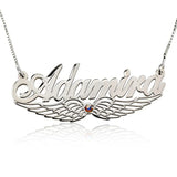 Personalized Name Necklace with Heart - Birthday Stone Zircon Stainless Steel