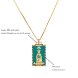 Personalized Tarot Pendant Necklace Oil Drop Enamel Tag Unisex Jewelry