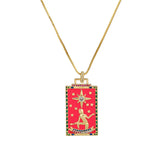 Personalized Tarot Pendant Necklace Oil Drop Enamel Tag Unisex Jewelry