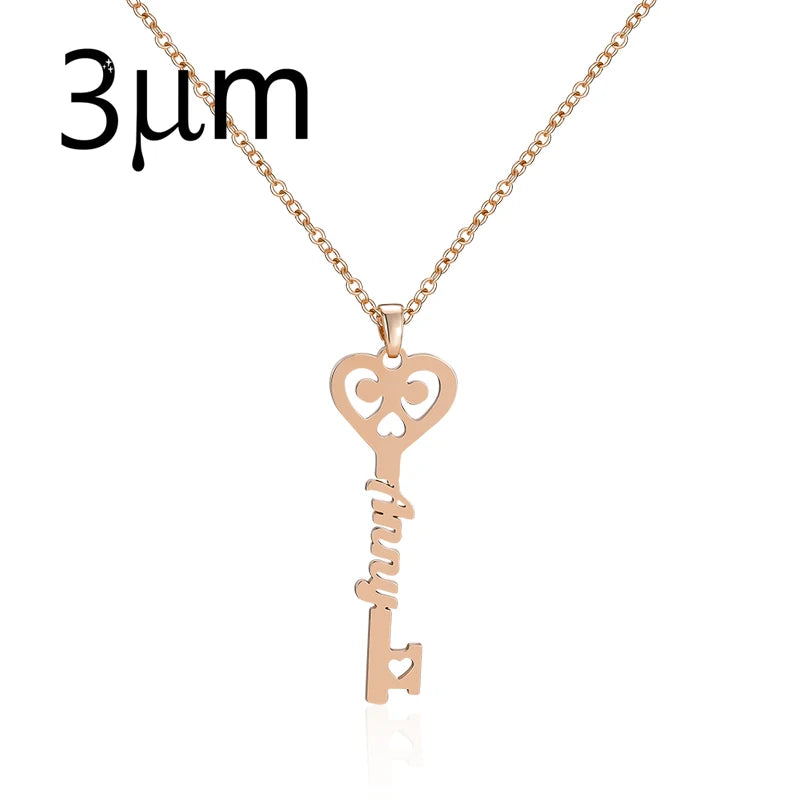 Key Name Necklaces Pendants Stainless Steel Personalized Letter Necklace