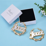 Sexy Name Hoop Earrings Personalized Statement Round Earring for Women