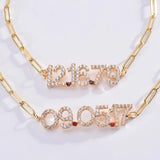 Number Bracelet Birthday Stone Bracelets Letter Copper Zircon Bangle