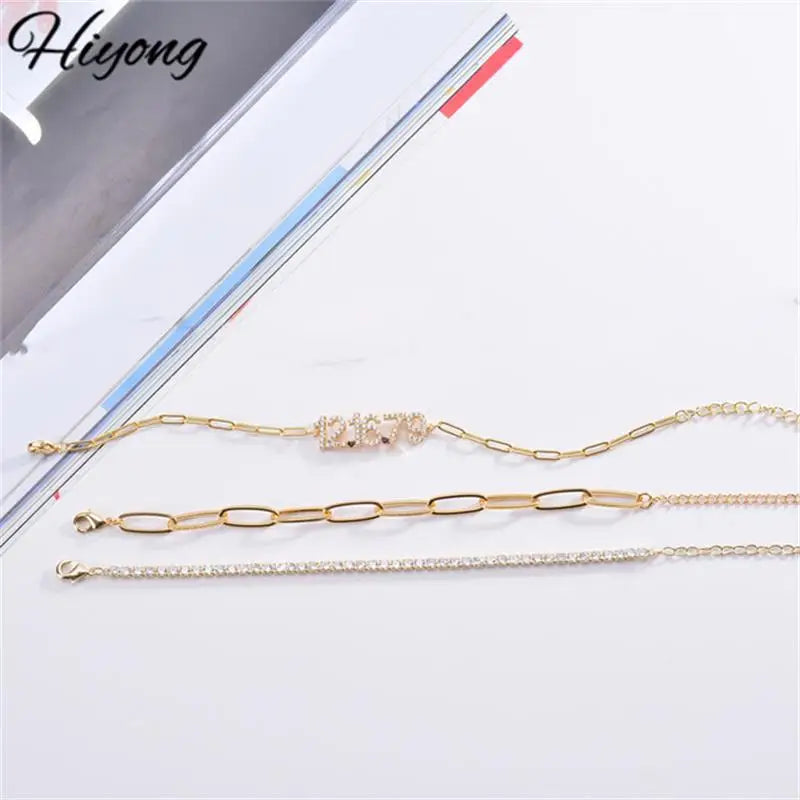 Number Bracelet Birthday Stone Bracelets Letter Copper Zircon Bangle