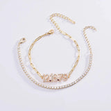 Number Bracelet Birthday Stone Bracelets Letter Copper Zircon Bangle