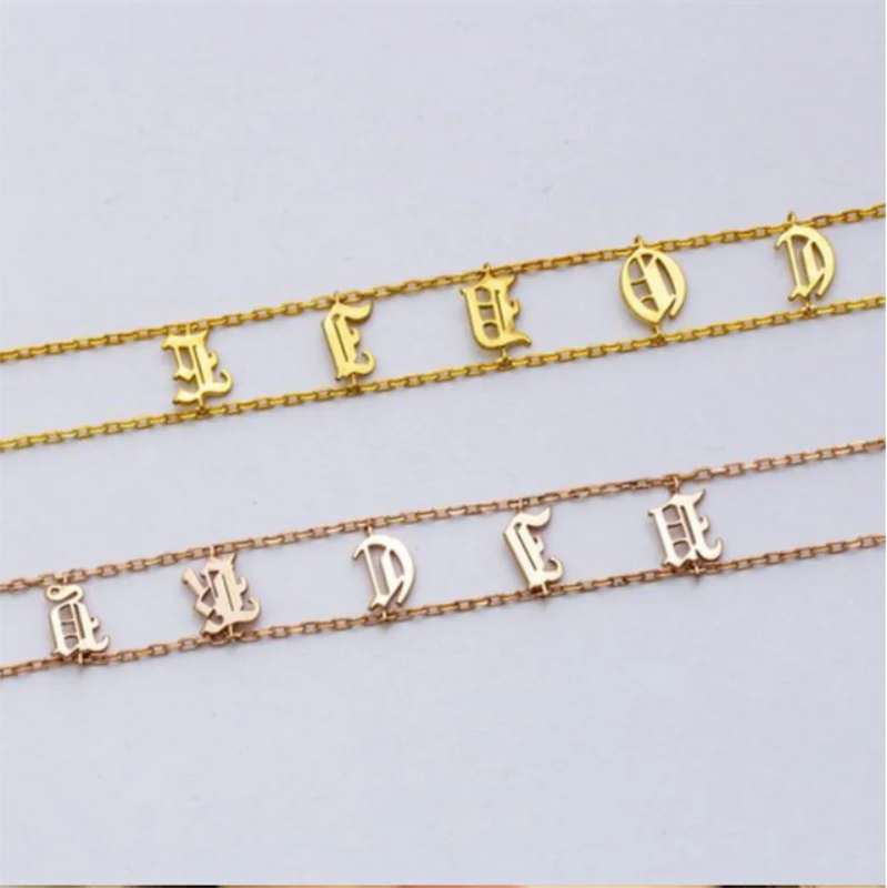 Old English Necklace Letter Choker Personalized Name Necklace