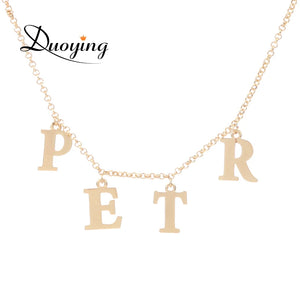 Personalized Name Necklace Initial Letter Pendant Charms Jewelry