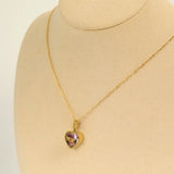 MOM Necklace with Heart Zircon Birthstone Pendant Stainless Steel 18k Plated