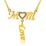 Mom Footprint Necklace with Zircon & Silver Inlay for Gift