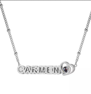 Personalized Picture Necklace Double Layer Letter Necklace