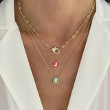 Enamel Bubble Letter Necklace With Zirconia Name Pendant Necklace