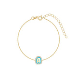 Enamel Letter Bracelet Zirconia Initial Letters Chain Bangles