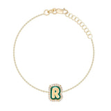 Enamel Letter Bracelet Zirconia Initial Letters Chain Bangles