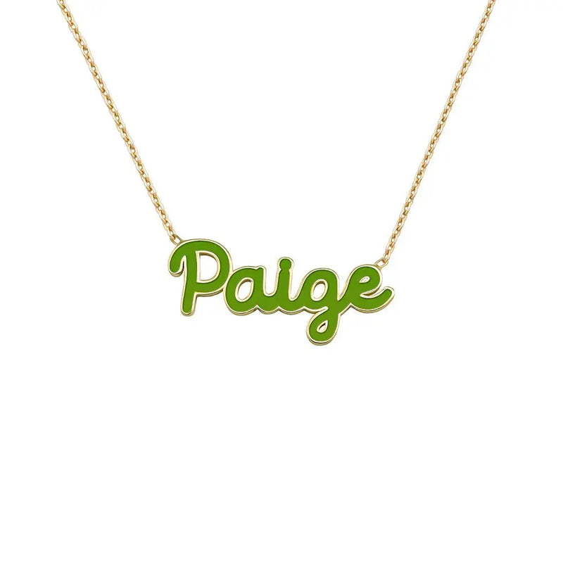 Enamel Name Necklace Personalized Choker Plated Enamel Nameplate Necklace