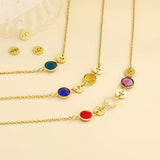 Letters Choker Necklaces Personalized Birthstone Hollow Disc Pendant