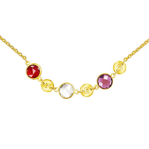 Letters Choker Necklaces Personalized Birthstone Hollow Disc Pendant